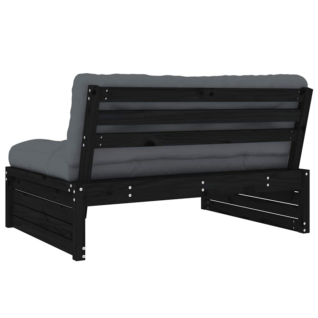 vidaXL Canapé central noir 120x80 cm Bois de pin massif