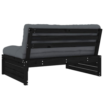 vidaXL Canapé central noir 120x80 cm Bois de pin massif