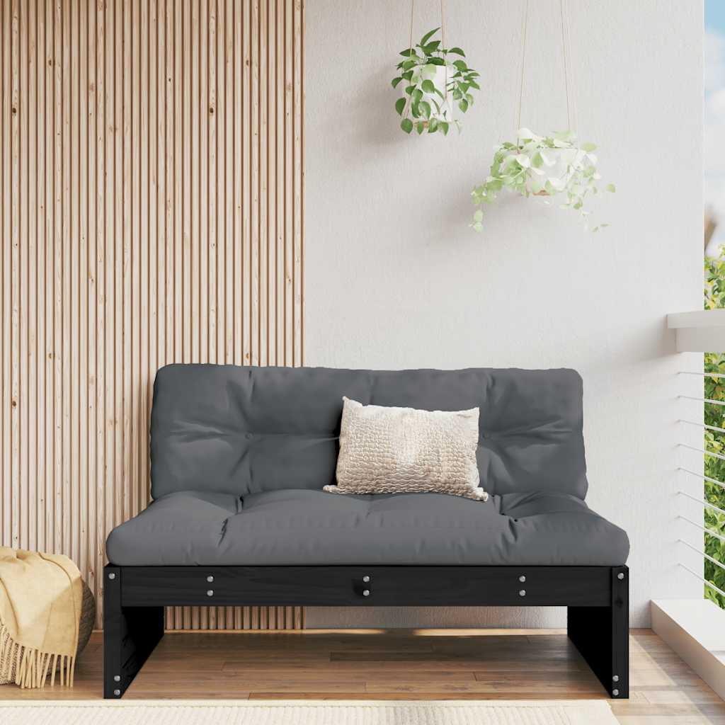 vidaXL Canapé central noir 120x80 cm Bois de pin massif