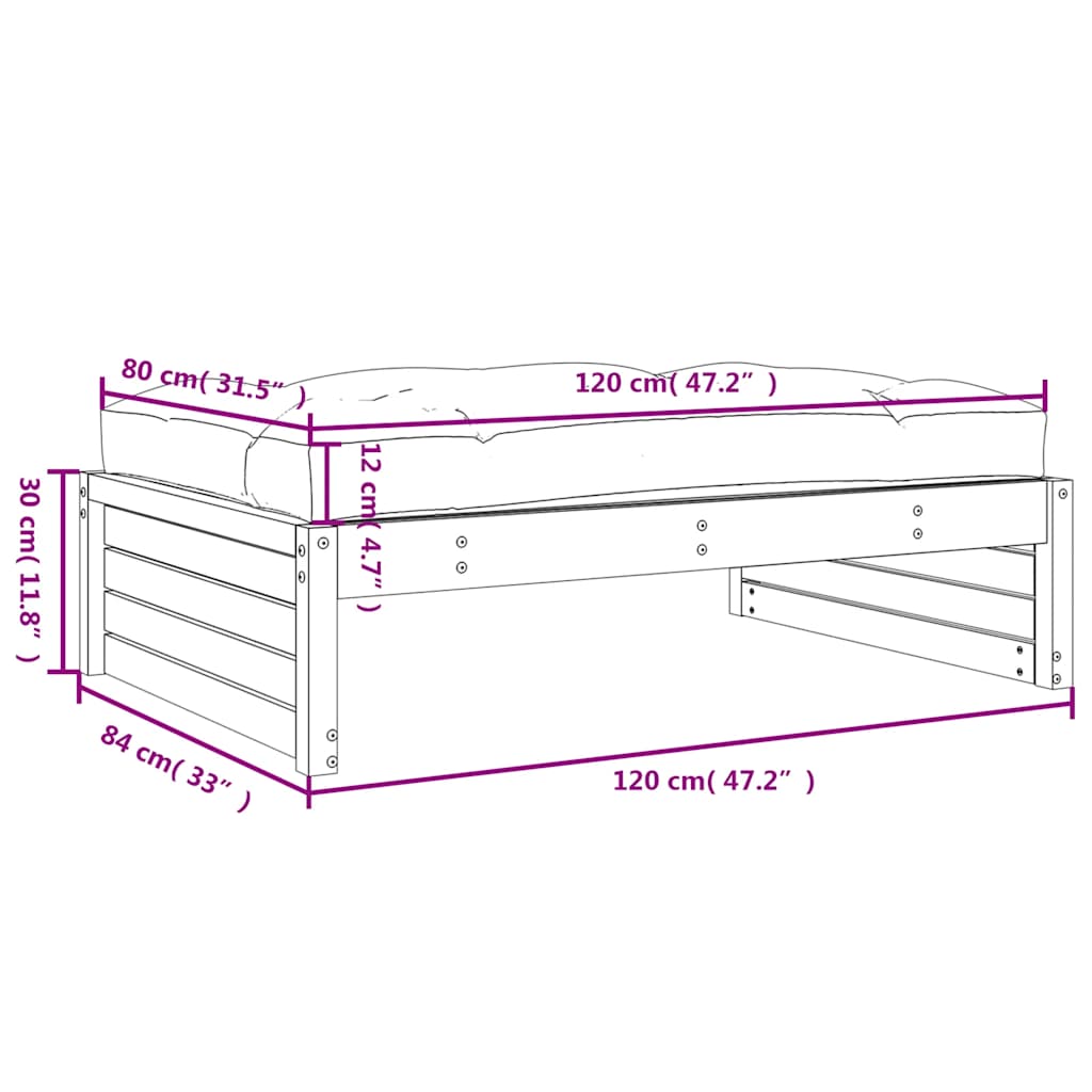 vidaXL Tabouret de jardin 120x80 cm Bois de douglas massif