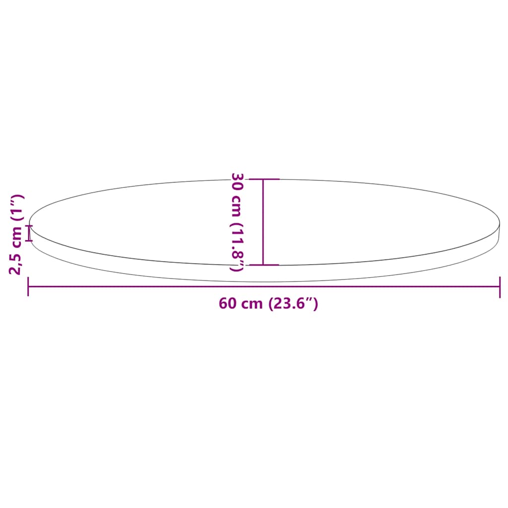vidaXL Plateau de table 60x30x2,5 cm en pin massif Ovale