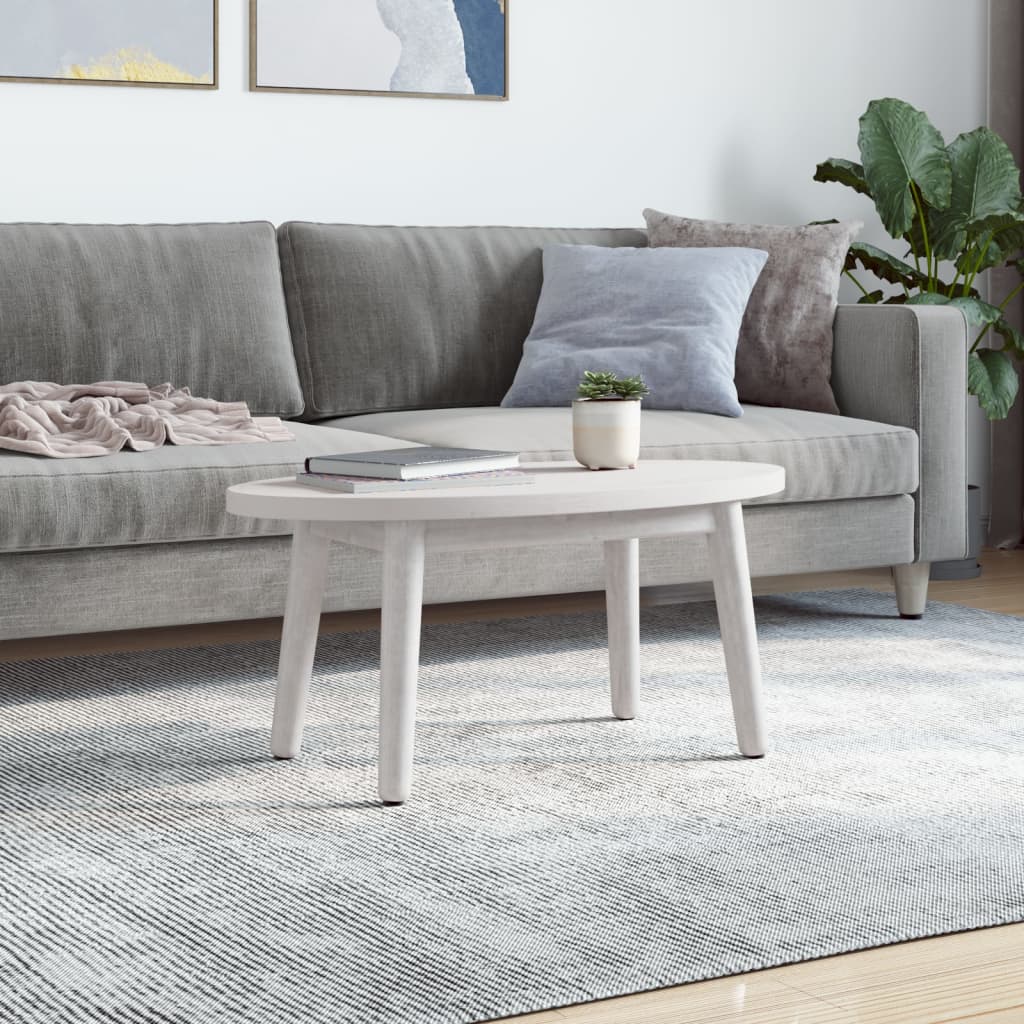 vidaXL Plateau de table Blanc 70x35x2,5 cm Bois de pin massif Ovale