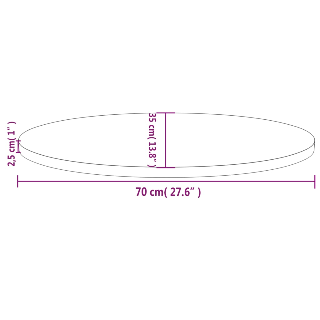 vidaXL Plateau de table Blanc 70x35x2,5 cm Bois de pin massif Ovale