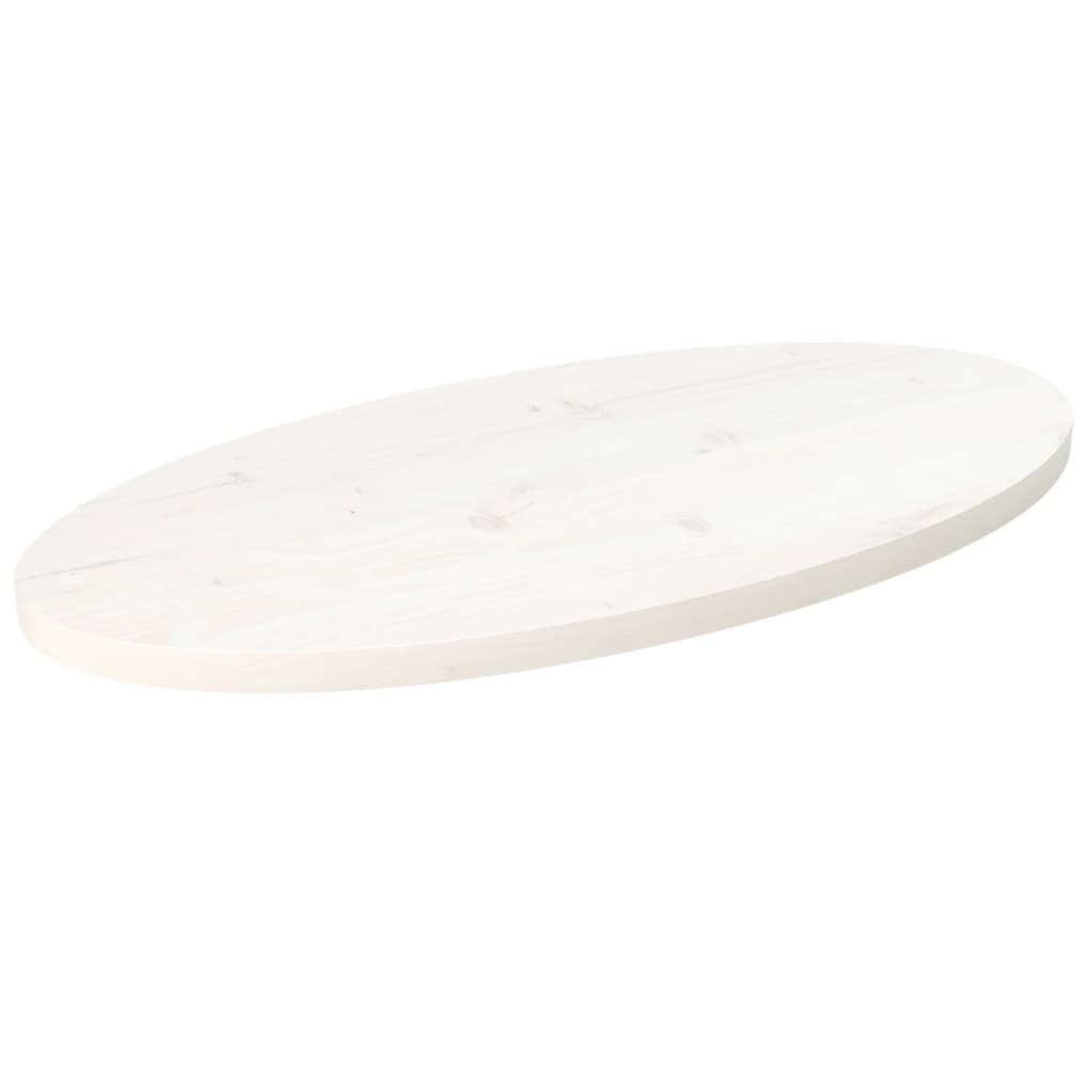 vidaXL Plateau de table Blanc 80x40x2,5 cm Pin Massif Ovale