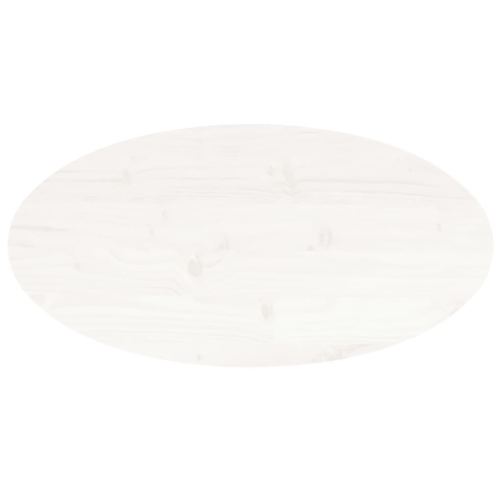 vidaXL Plateau de table Blanc 80x40x2,5 cm Pin Massif Ovale