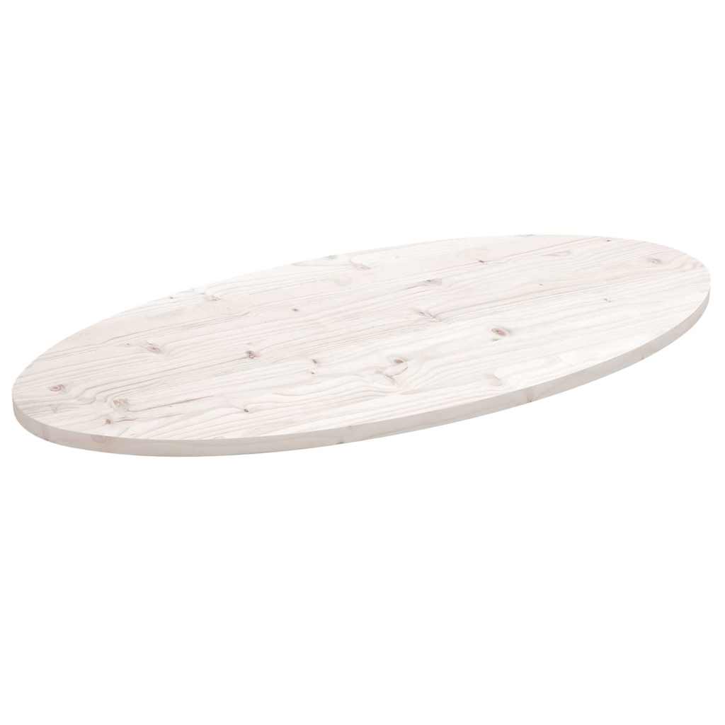 vidaXL Tischplatte Weiß 90x45x2,5 cm Massivholz Kiefer Oval