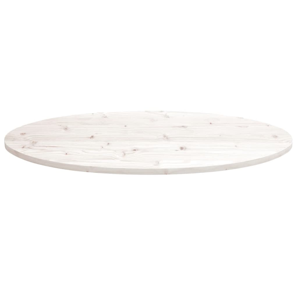 vidaXL Tischplatte Weiß 90x45x2,5 cm Massivholz Kiefer Oval
