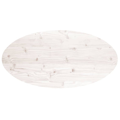 vidaXL Tischplatte Weiß 90x45x2,5 cm Massivholz Kiefer Oval