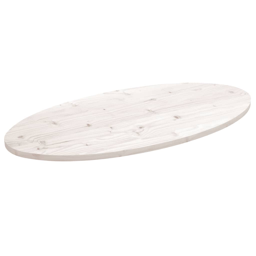 vidaXL Plateau de table Blanc 100x50x2,5 cm Bois de pin massif Ovale