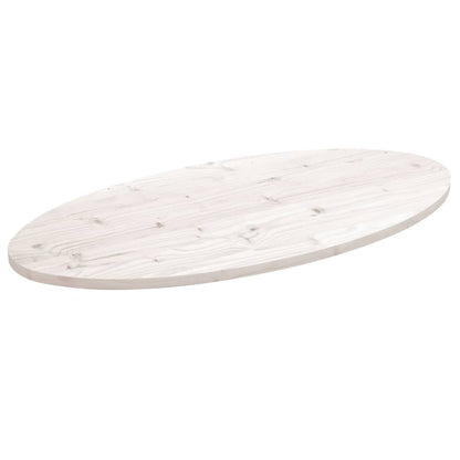 vidaXL Plateau de table Blanc 100x50x2,5 cm Bois de pin massif Ovale