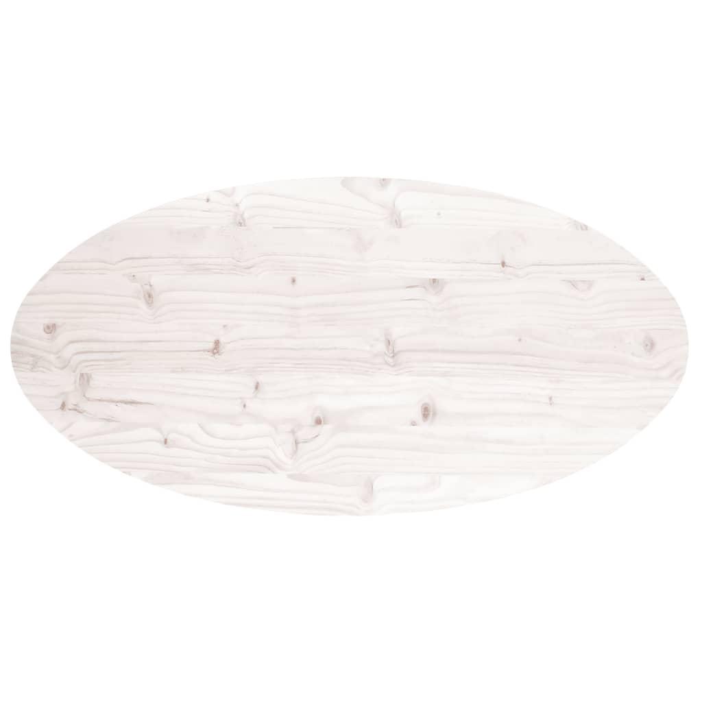 vidaXL Plateau de table Blanc 100x50x2,5 cm Bois de pin massif Ovale