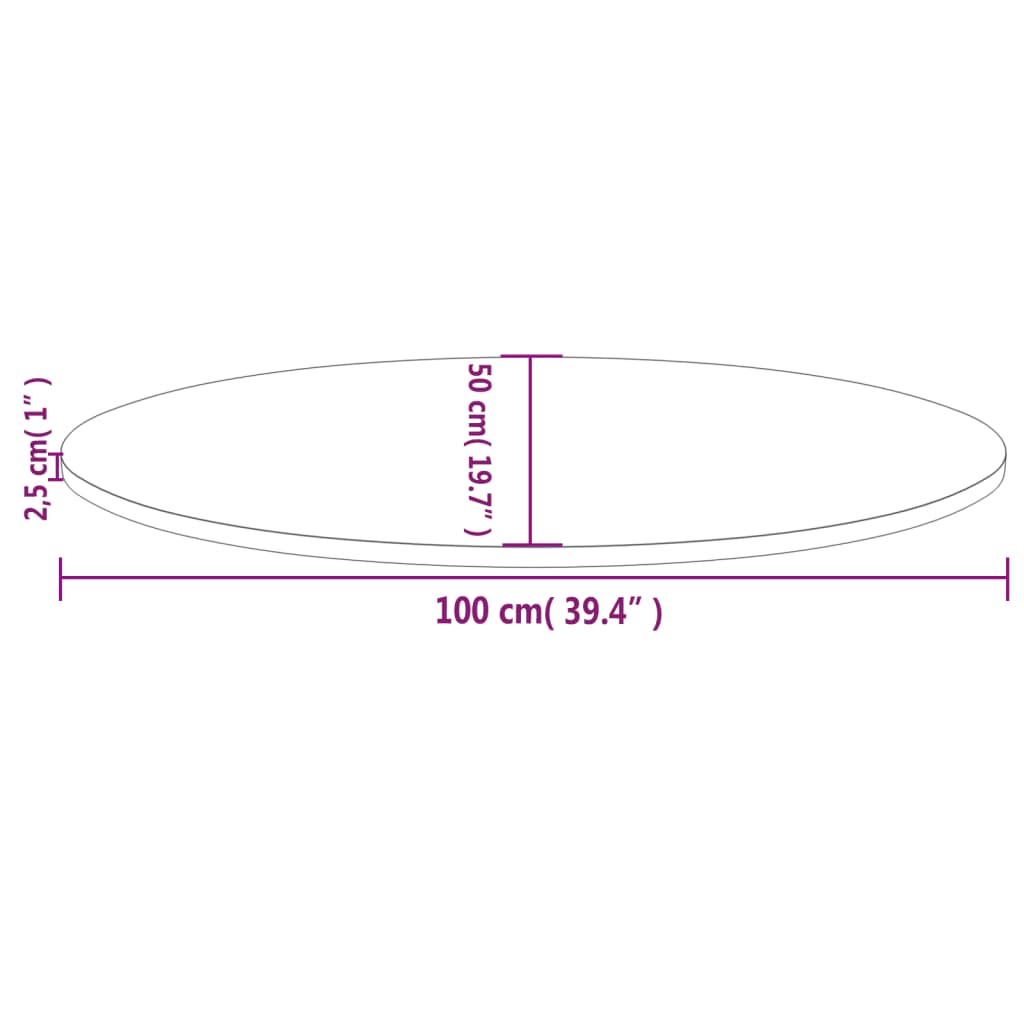 vidaXL Plateau de table Blanc 100x50x2,5 cm Bois de pin massif Ovale