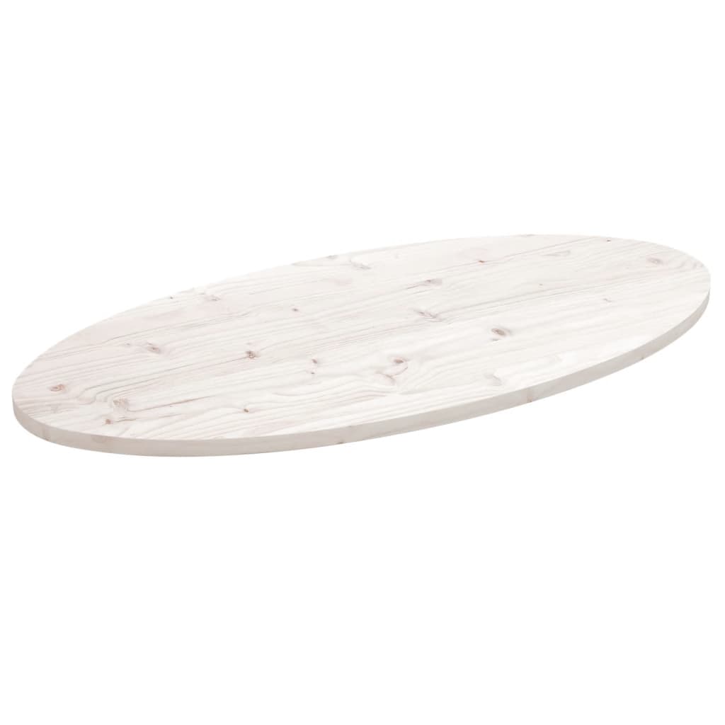 vidaXL Plateau de table Blanc 110x55x2,5 cm Bois de pin massif Ovale