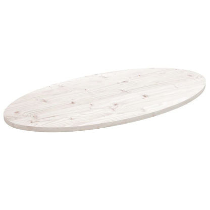 vidaXL Plateau de table Blanc 110x55x2,5 cm Bois de pin massif Ovale