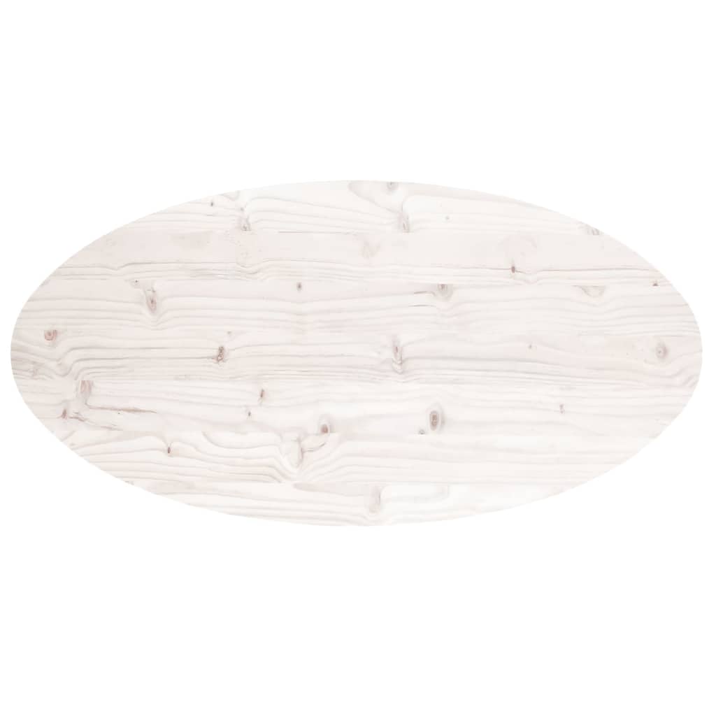 vidaXL Plateau de table Blanc 110x55x2,5 cm Bois de pin massif Ovale