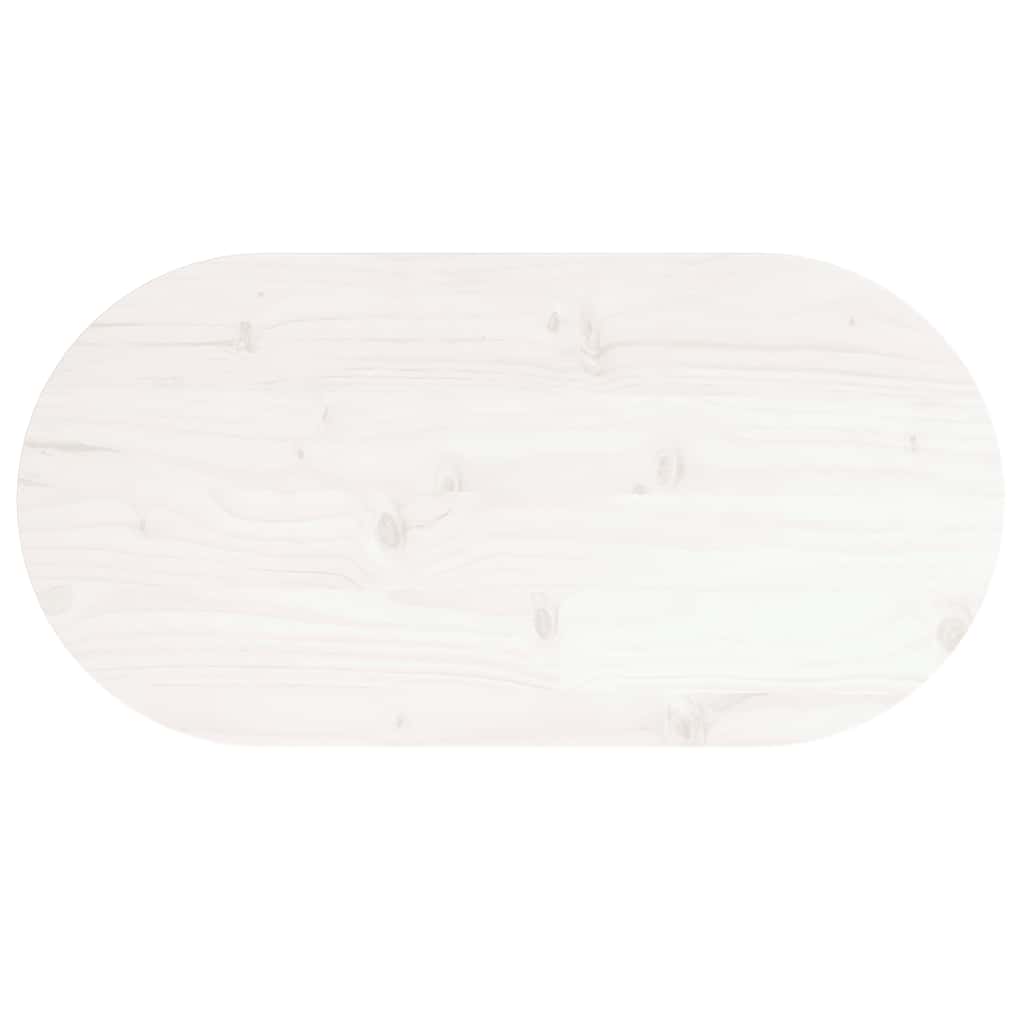 vidaXL Tischplatte Weiß 60x30x2,5 cm Massivholz Kiefer Oval