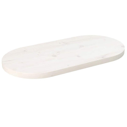 vidaXL Plateau de table Blanc 70x35x2,5 cm Bois de pin massif Ovale
