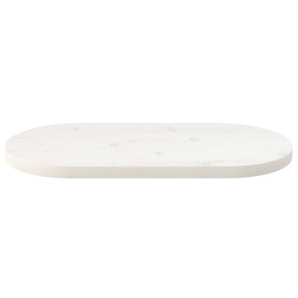vidaXL Plateau de table Blanc 70x35x2,5 cm Bois de pin massif Ovale