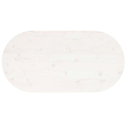 Tischplatte Weiß 90x45x2,5 cm Massivholz Kiefer Oval