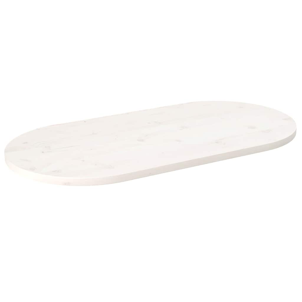 vidaXL Plateau de table Blanc 100x50x2,5 cm Bois de pin massif Ovale