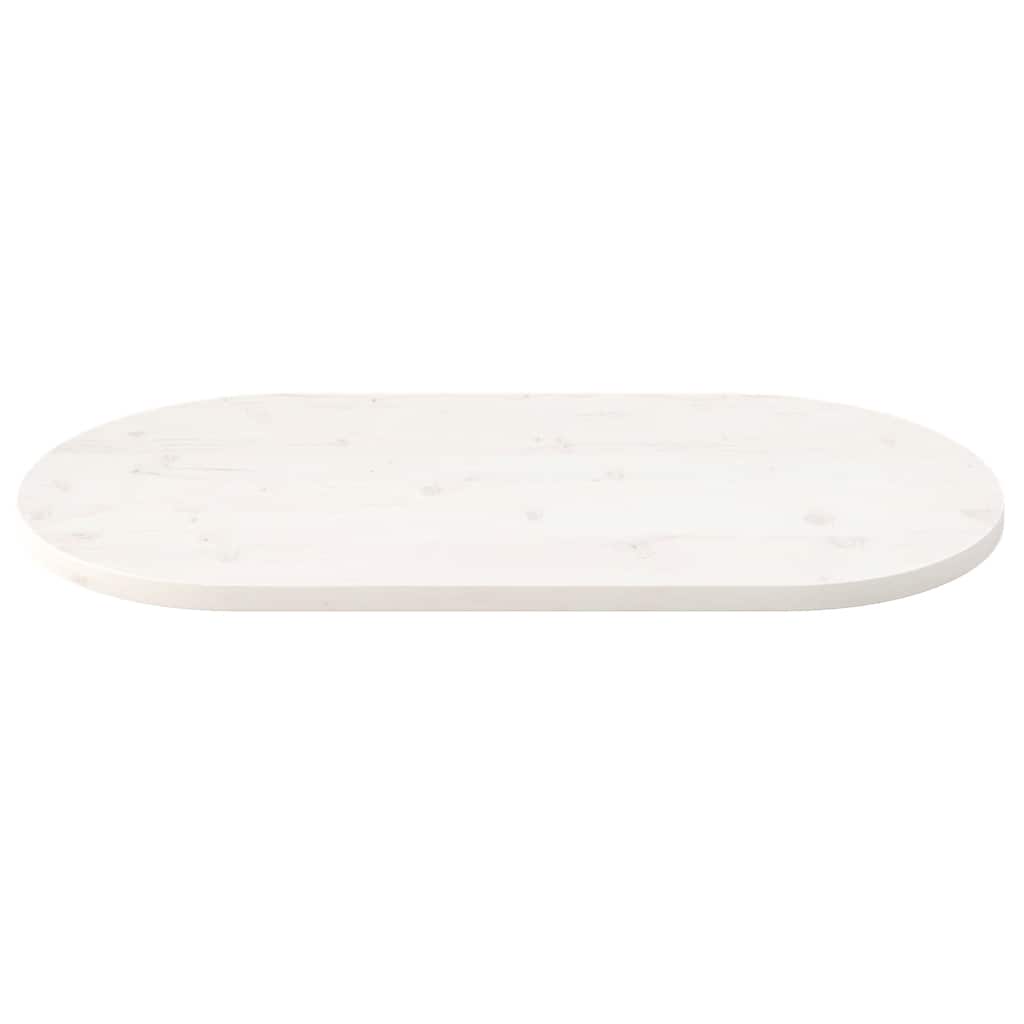 vidaXL Plateau de table Blanc 100x50x2,5 cm Bois de pin massif Ovale