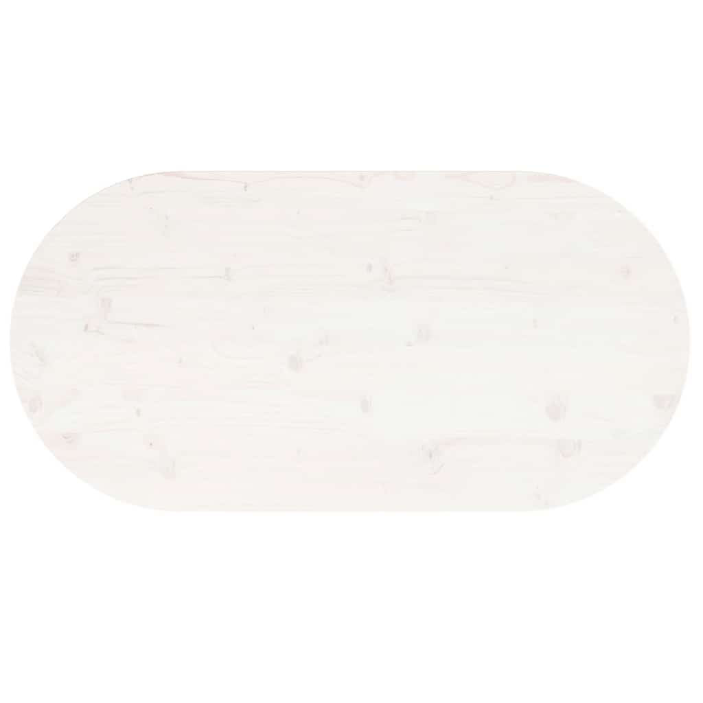 vidaXL Plateau de table Blanc 100x50x2,5 cm Bois de pin massif Ovale
