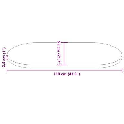 vidaXL Plateau de table 110x55x2,5 cm Bois de pin massif Ovale