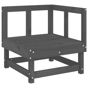 vidaXL Canapé d'angle de jardin gris en pin massif