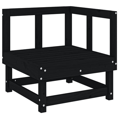 vidaXL Canapé d'angle de jardin Noir Bois de pin massif