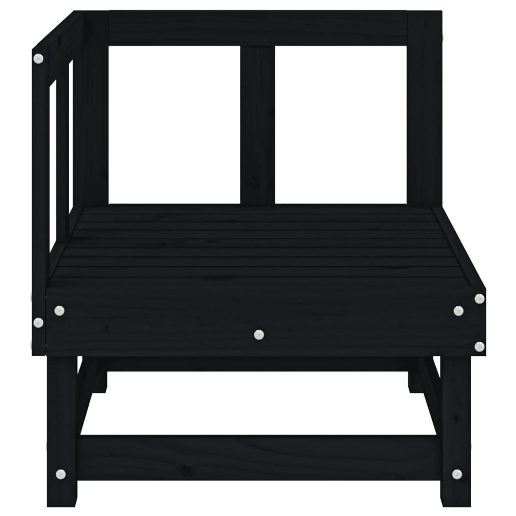vidaXL Canapé d'angle de jardin Noir Bois de pin massif