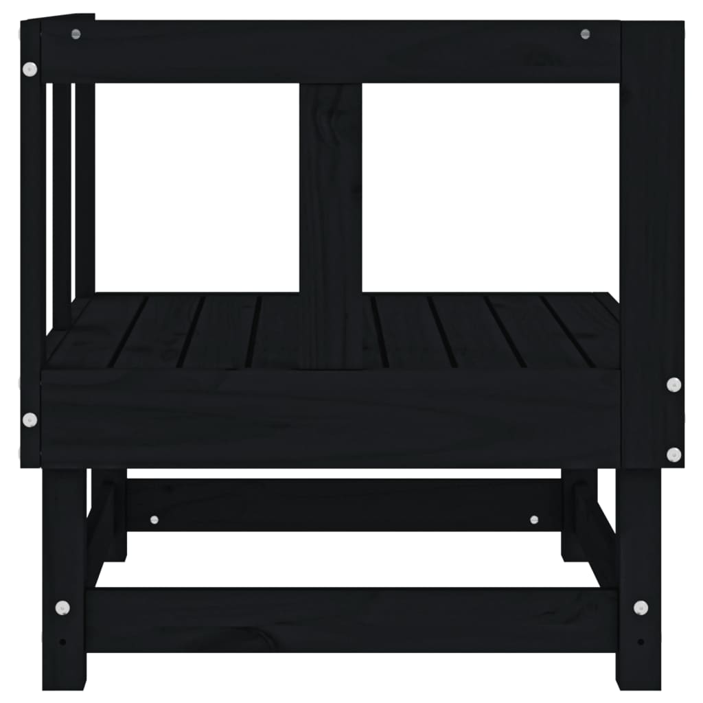 vidaXL Canapé d'angle de jardin Noir Bois de pin massif