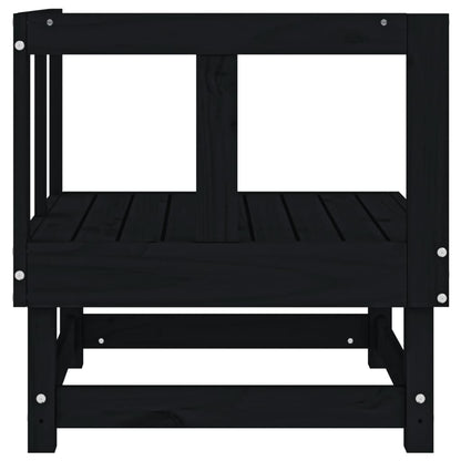 vidaXL Canapé d'angle de jardin Noir Bois de pin massif