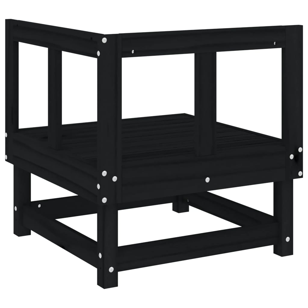 vidaXL Canapé d'angle de jardin Noir Bois de pin massif