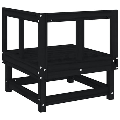 vidaXL Canapé d'angle de jardin Noir Bois de pin massif