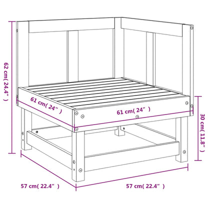 vidaXL Canapé d'angle de jardin Noir Bois de pin massif