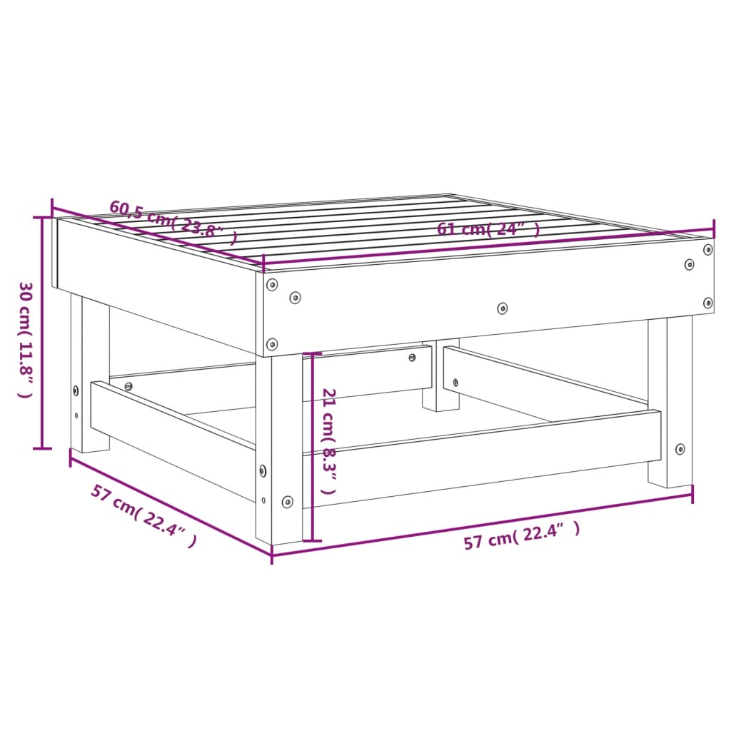 vidaXL Tabouret de jardin gris en pin massif