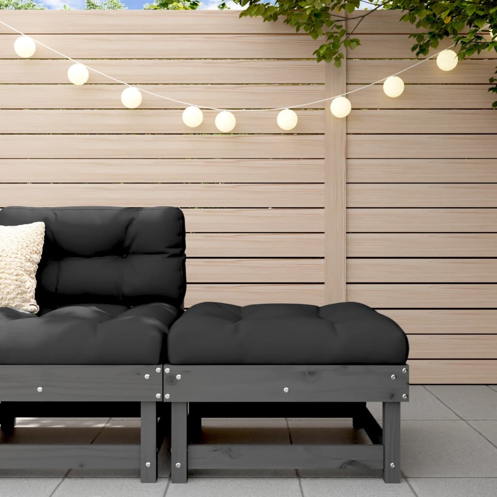 vidaXL Tabouret de jardin gris en pin massif