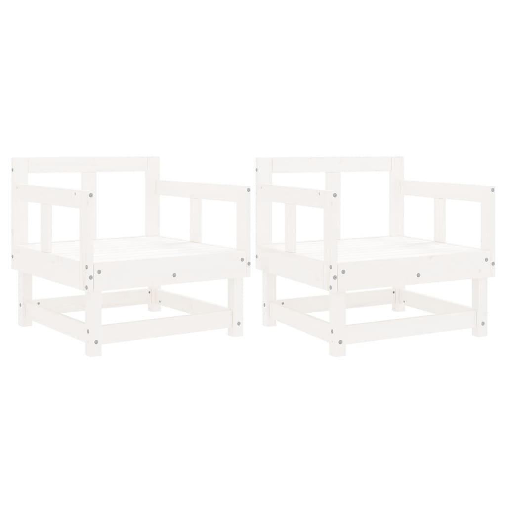 vidaXL Gartenstühle 2 Stk. Weiß Massivholz Kiefer