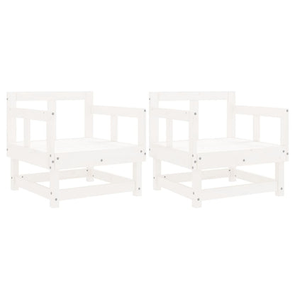 vidaXL Gartenstühle 2 Stk. Weiß Massivholz Kiefer