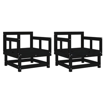 vidaXL Gartenstühle 2 Stk. Schwarz Massivholz Kiefer