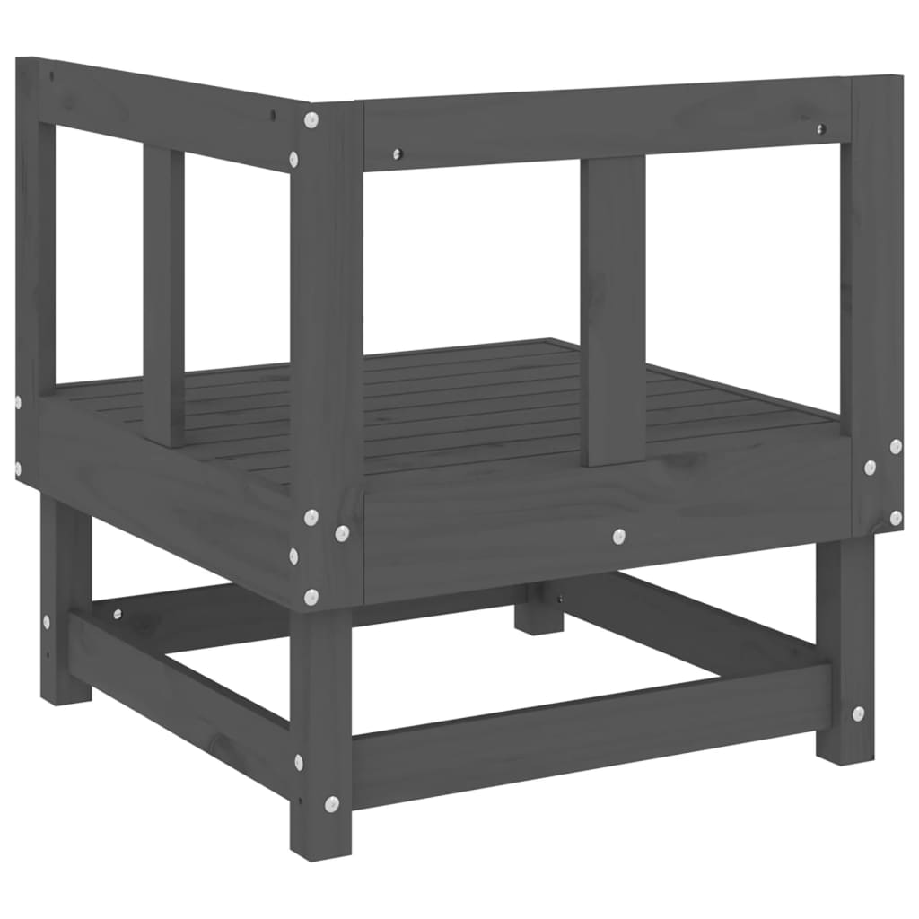vidaXL Canapés d'angle de jardin 2 pcs Gris Bois de pin massif