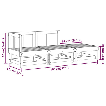 vidaXL Salon de jardin 3 pcs en bois de pin massif