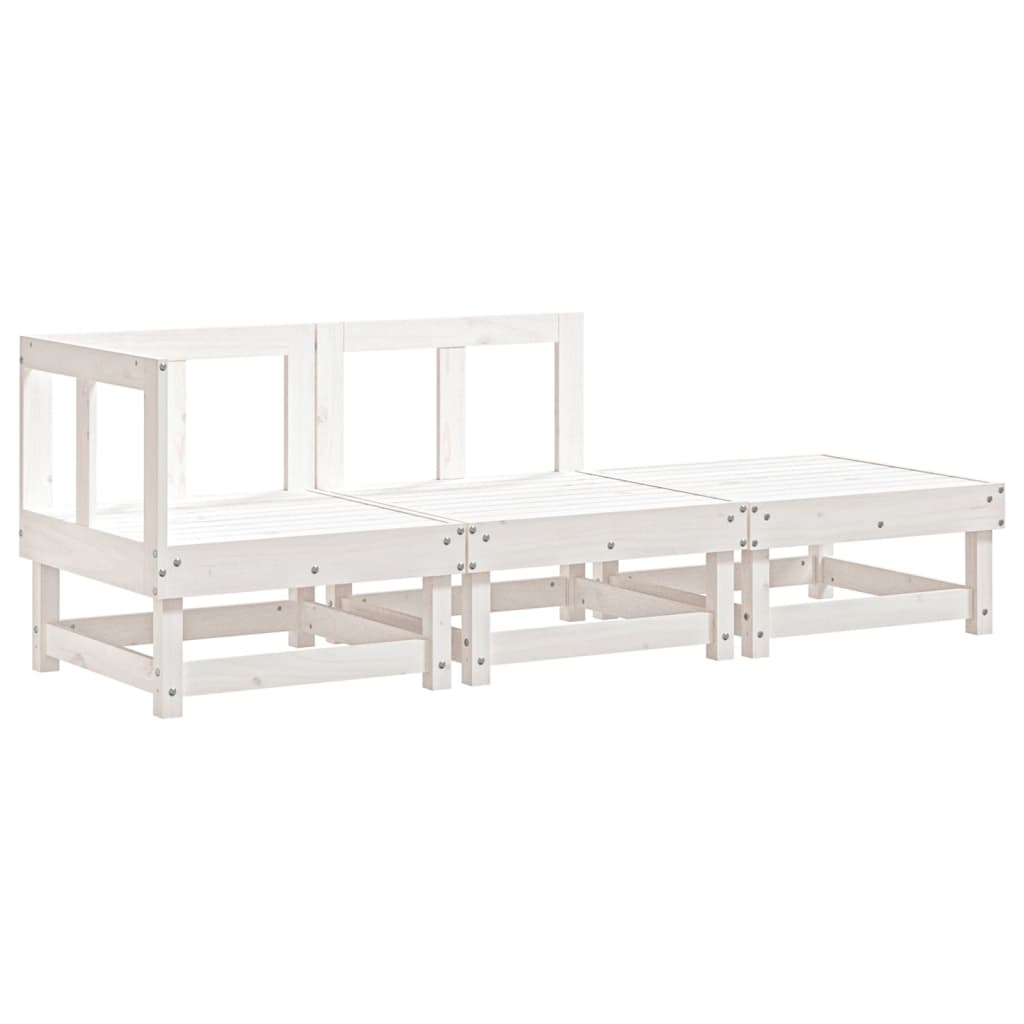 vidaXL 3-tlg. Garten-Lounge-Set Weiß Massivholz Kiefer