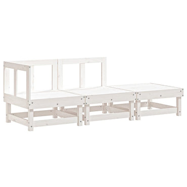 vidaXL Ensemble de jardin 3 pcs Blanc Bois de pin massif