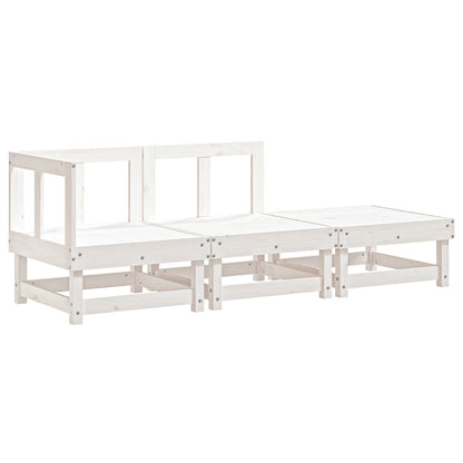 vidaXL 3-tlg. Garten-Lounge-Set Weiß Massivholz Kiefer