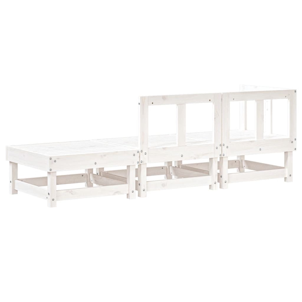 vidaXL 3-tlg. Garten-Lounge-Set Weiß Massivholz Kiefer