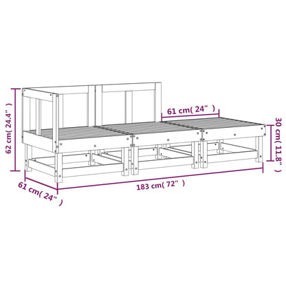 vidaXL 3-tlg. Garten-Lounge-Set Grau Massivholz Kiefer