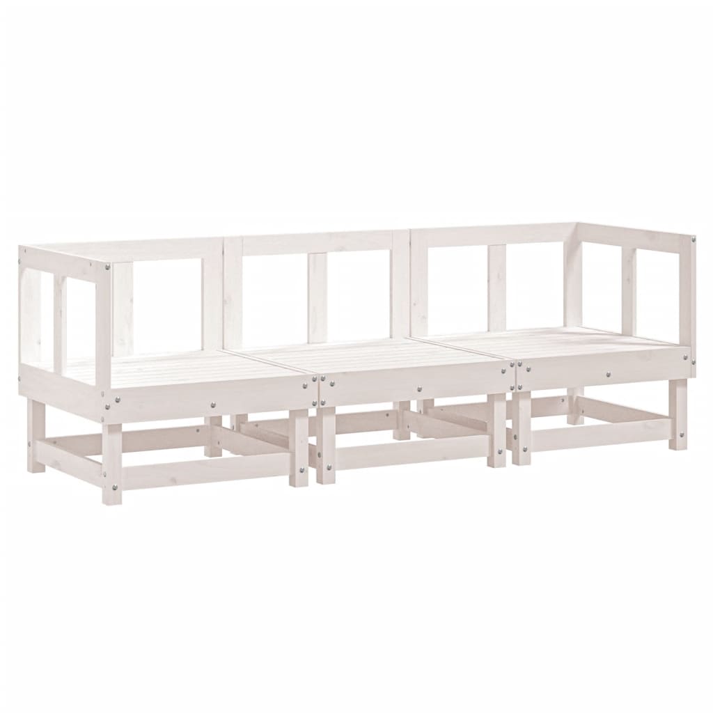 vidaXL Ensemble de jardin 3 pcs Blanc Bois de pin massif