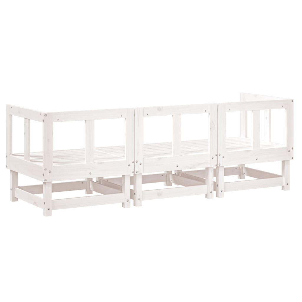 vidaXL Ensemble de jardin 3 pcs Blanc Bois de pin massif