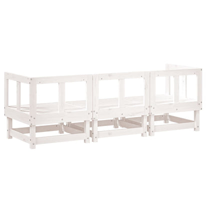 vidaXL Ensemble de jardin 3 pcs Blanc Bois de pin massif